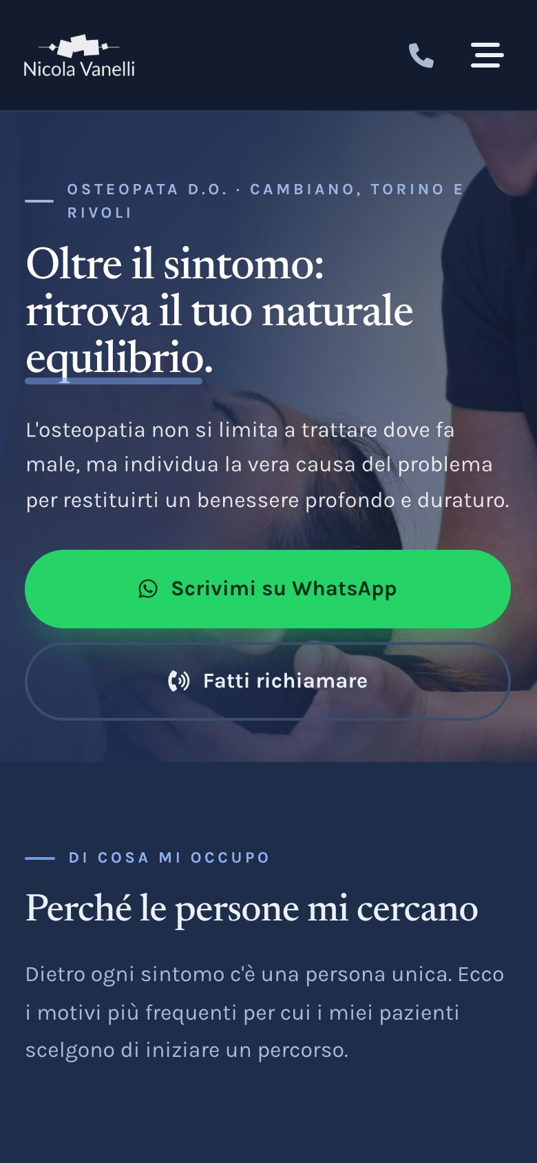Il sito di Nicola Vanelli visto da telefono